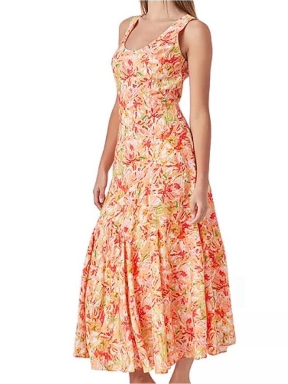 Endless Rose Coral Floral Scoop-Neck Maxi Dress